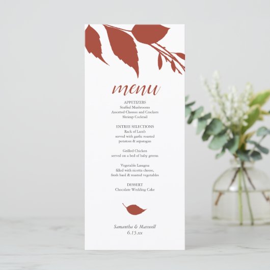 Carte Menu Foliage Burnt Orange (Debout devant)