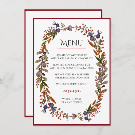 Carte menu Foliage d'automne (Devant / Derrière)