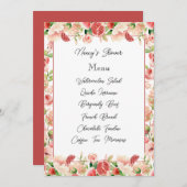 Carte menu Fruits et fleurs d'été rose botanique (Devant / Derrière)