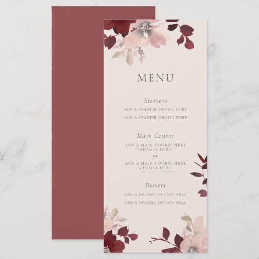 Carte Menu Garden Love (Devant / Derrière)