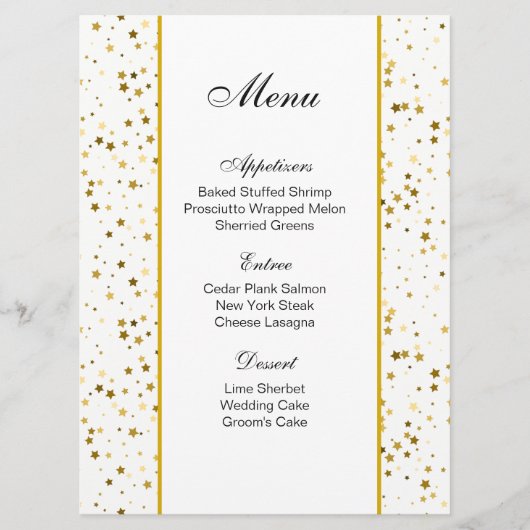 Carte Menu - Golden Stars (Devant)