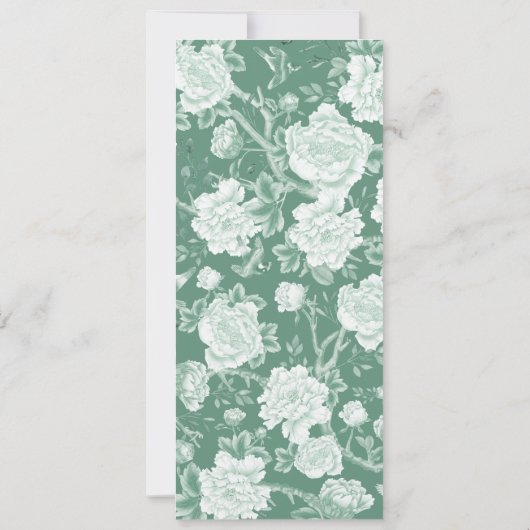 Carte menu Green White Chinoiserie Floral Porcelai (Dos)