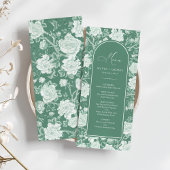 Carte menu Green White Chinoiserie Floral Porcelai