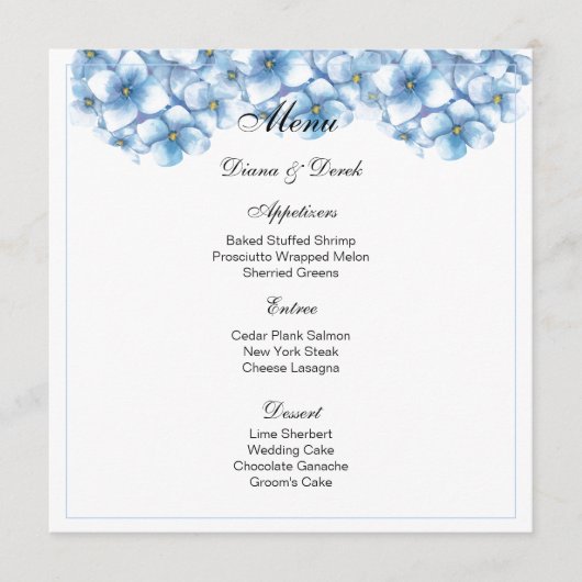 Carte menu Hydrangea (Devant)