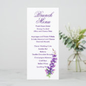 Carte menu Lavande couleur Mariage violet (Debout devant)