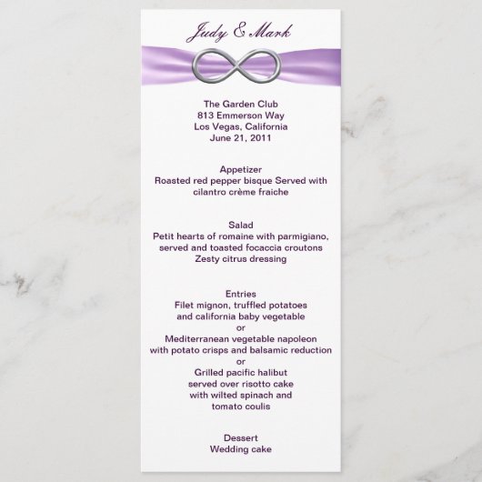 Carte Menu Lavender Infinity (Devant)