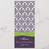 Carte menu Lime et Purple Mariage damassé (Devant)