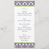 Carte menu Lime et Purple Mariage damassé (Dos)