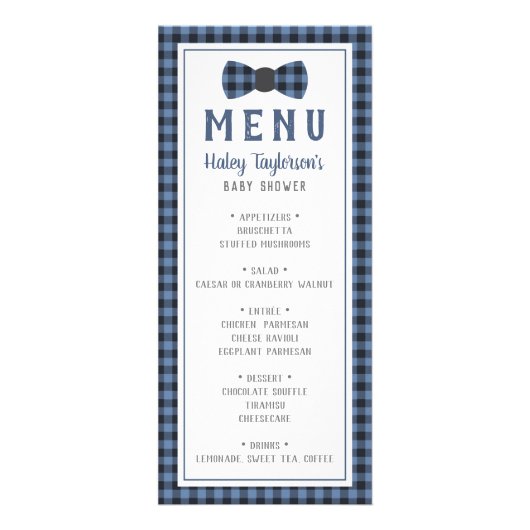 Carte menu Little Man, Baby shower (Devant)