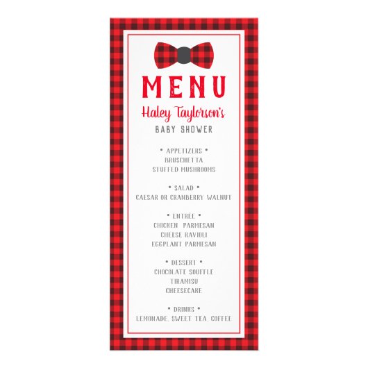 Carte menu Little Man, Baby shower (Devant)