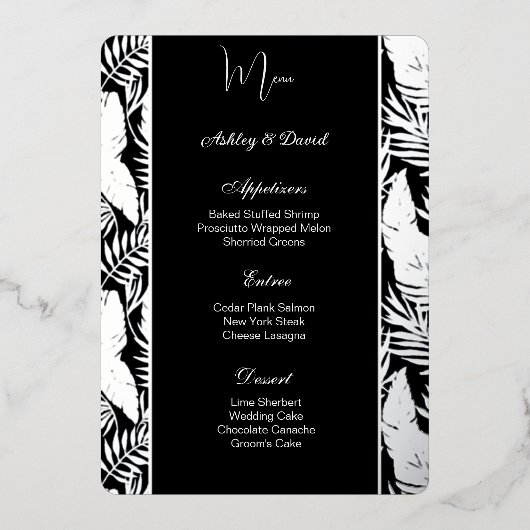 Carte menu Mariage (Recto)