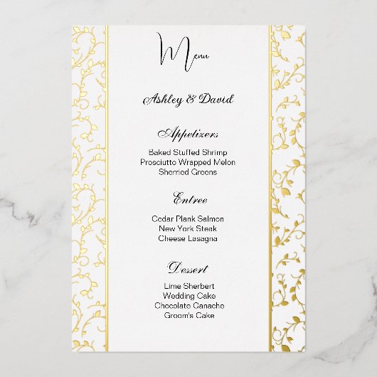 Carte menu Mariage (Recto)