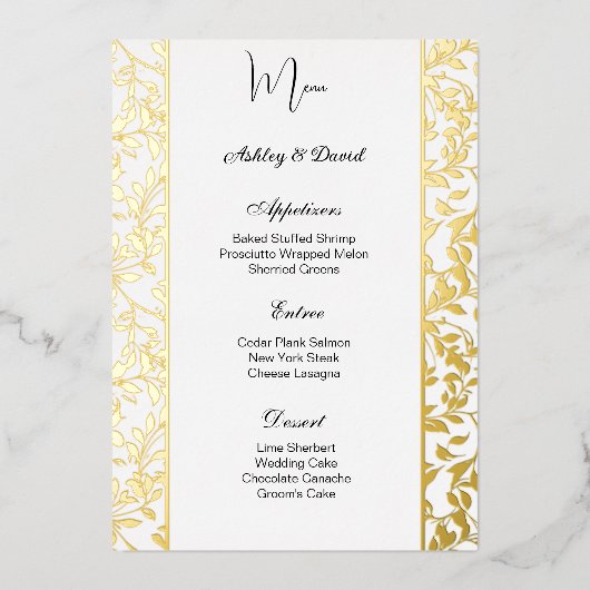 Carte menu Mariage (Recto)