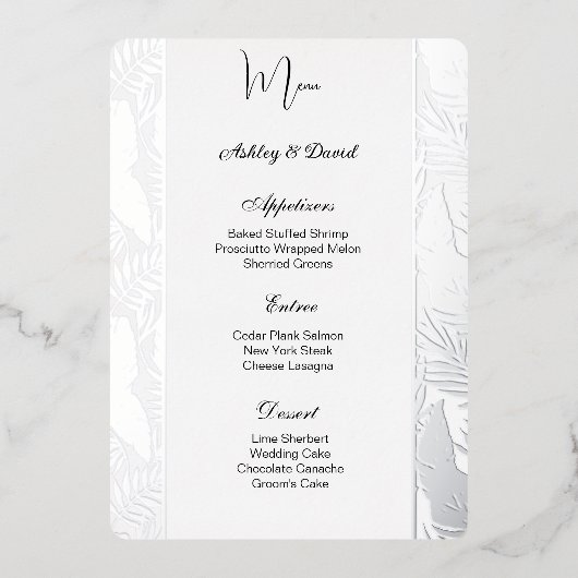 Carte menu Mariage (Recto)