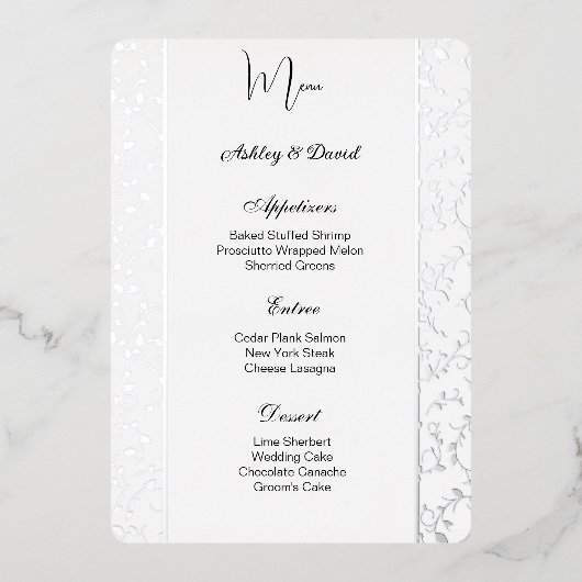 Carte menu Mariage (Recto)