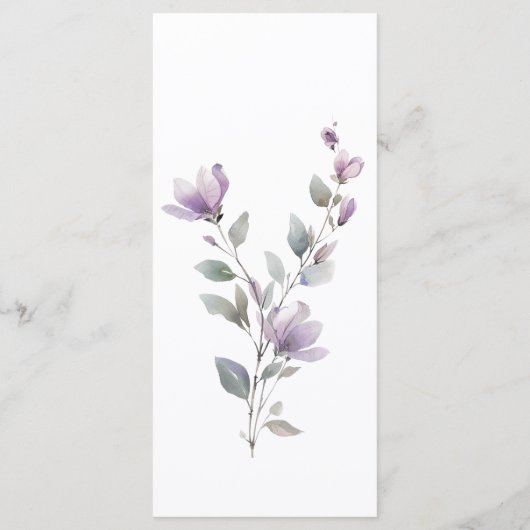 Carte Menu Mariage à script floral simple (Dos)