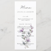 Carte Menu Mariage à script floral simple (Devant)