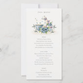 Carte menu Mariage Aqua Blue Floral Tasses à thé (Devant)
