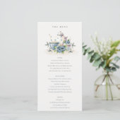 Carte menu Mariage Aqua Blue Floral Tasses à thé (Debout devant)