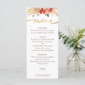 Carte Menu mariage Aquarelle dorée Boho Floral (Debout devant)