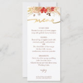 Carte Menu mariage Aquarelle dorée Boho Floral (Devant)