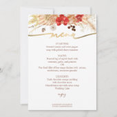 Carte Menu mariage Aquarelle dorée Boho Floral (Devant)