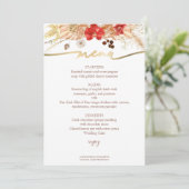Carte Menu mariage Aquarelle dorée Boho Floral (Debout devant)