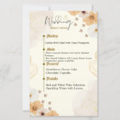 Carte menu mariage avec design floral crème (Devant)