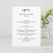 Carte menu Mariage blanc minimaliste Déco (Debout devant)