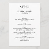 Carte menu Mariage blanc minimaliste Déco (Devant)