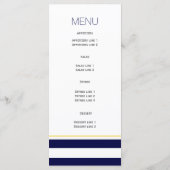 Carte menu mariage bleu marine rayures blanches ét (Dos)