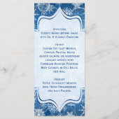 Carte menu Mariage Blue and White Snow Flakes (Dos)