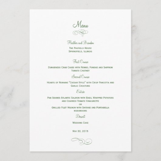 Carte menu Mariage classique - Cartes de menu (ver (Devant)