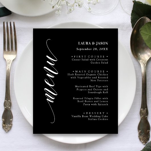 Carte Menu Mariage Classique De Script Design Pour