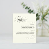 Carte menu mariage classique dîner ivoire (Debout devant)
