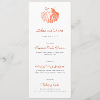 Carte Menu Mariage Coral Sea Shell