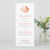 Carte Menu Mariage Coral Sea Shell (Debout devant)