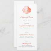Carte Menu Mariage Coral Sea Shell (Devant / Derrière)