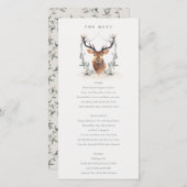 Carte menu Mariage Cute Dusky Deer Floral Crest (Devant / Derrière)