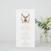 Carte menu Mariage Cute Dusky Deer Floral Crest (Debout devant)