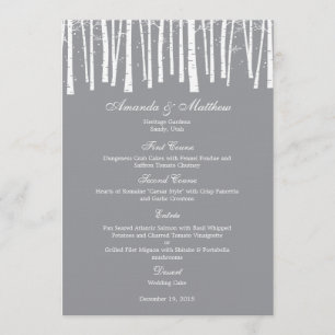 Carte menu Mariage de forêt d'hiver