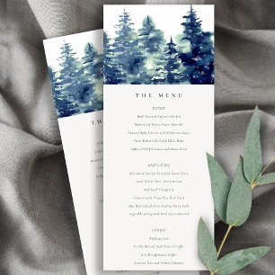 Carte Menu Mariage de la forêt de pins d'hiver