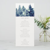 Carte Menu Mariage de la forêt de pins d'hiver (Debout devant)