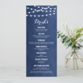 Carte menu Mariage de la Marine Blue String Lights (Debout devant)