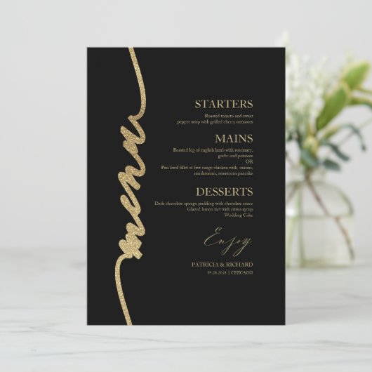 Carte Menu Mariage De Script Favorite Pour Plaque (Debout devant)