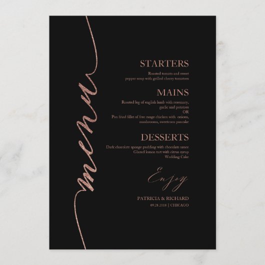 Carte Menu Mariage De Script Favorite Pour Plaque (Devant)
