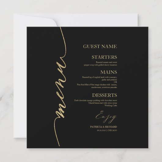 Carte Menu Mariage De Script Favorite Pour Plaque (Devant)