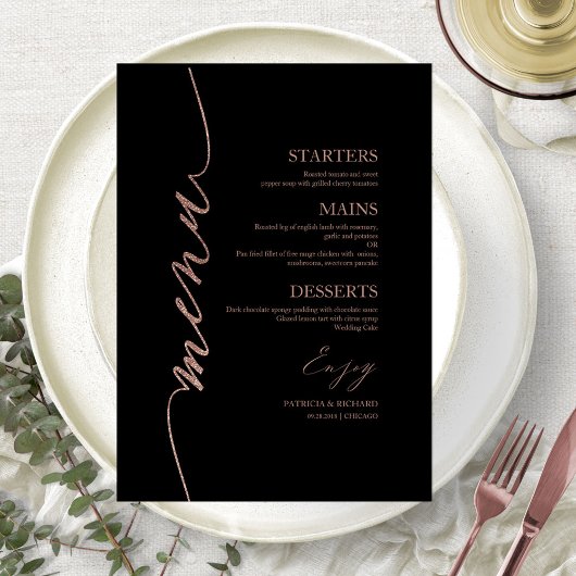 Carte Menu Mariage De Script Favorite Pour Plaque