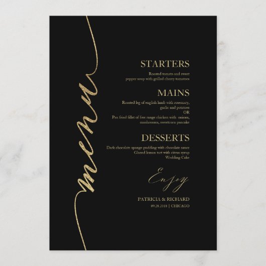 Carte Menu Mariage De Script Favorite Pour Plaque (Devant)