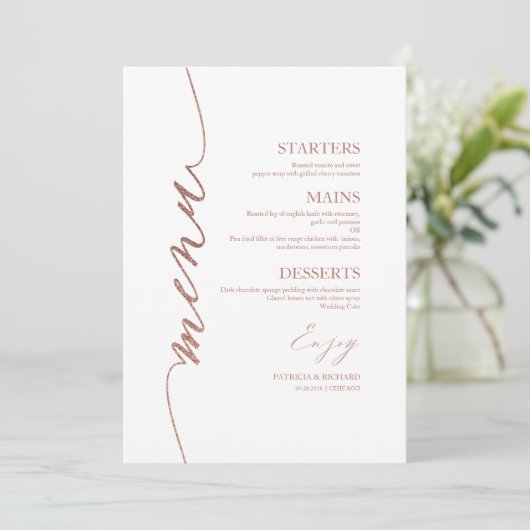 Carte Menu Mariage De Script Favorite Pour Plaque (Debout devant)